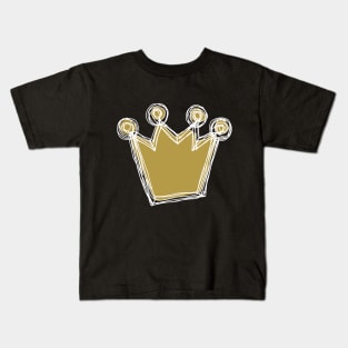 White and Gold Crown Minimalist Sketch Kids T-Shirt